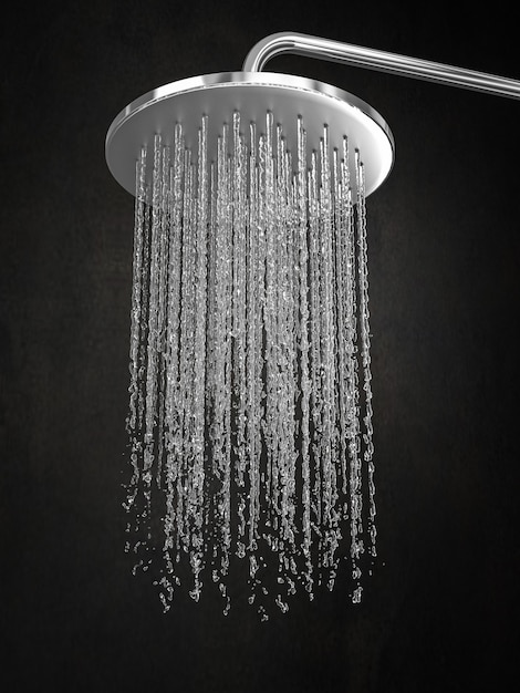 Photo detail of water coming down from a shower head