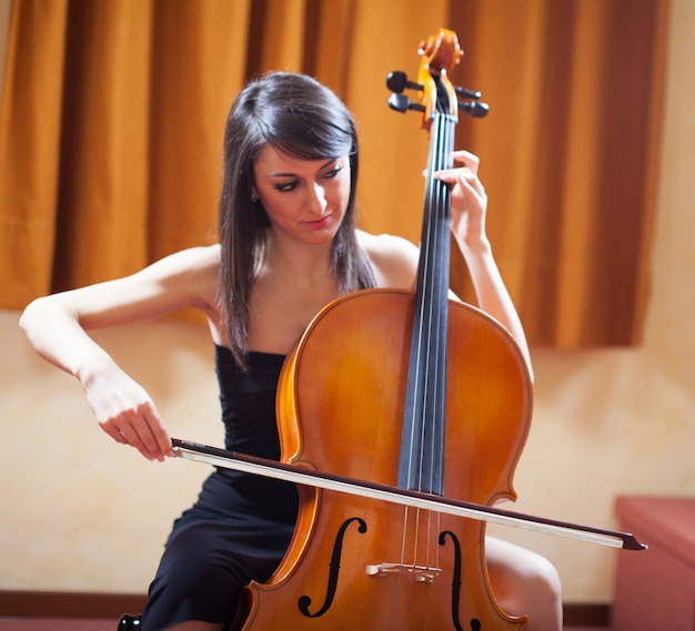 Dettaglio di una donna che suona un violoncello