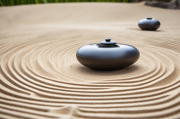 Detail of zen sand garden