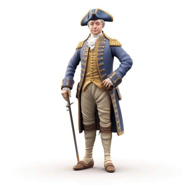 Detailed 3d Animation Of Antique Era George Washington