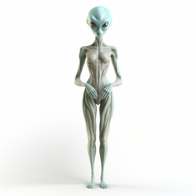 Photo detailed 3d female alien in angura kei style 8k resolution