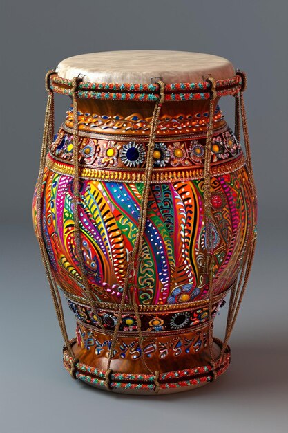 Photo a detailed 3d model of a dhol indian drum