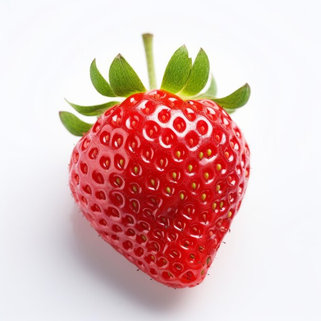 Photo detailed 8k photo of red strawberry on white background