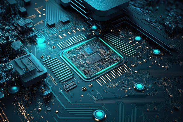 자세한 추상 파란색 PCB 배경생성 AI