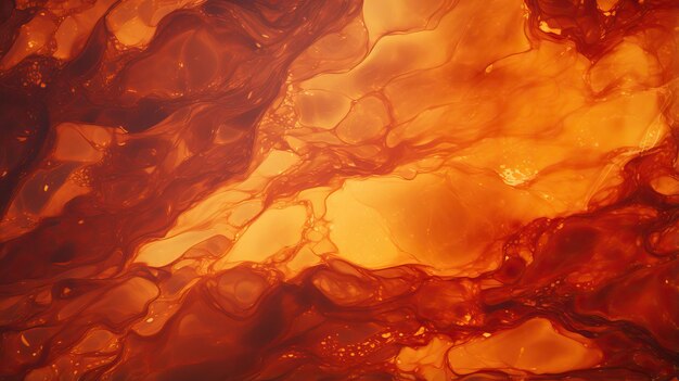 Photo detailed amber and burgundybstract texture orange and yellow acrylic waves