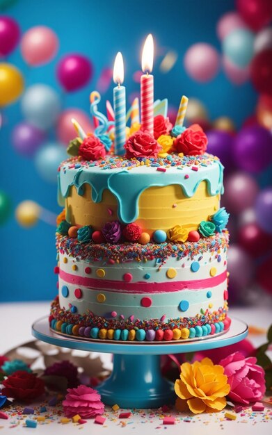 Foto carta da parati dettagliata e colorata per la torta di compleanno