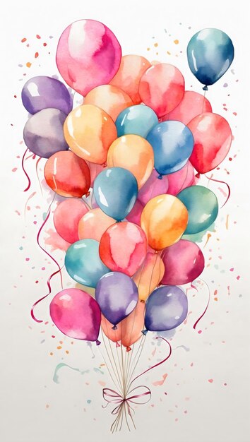 Photo detailed balloons illustration created with generative ai