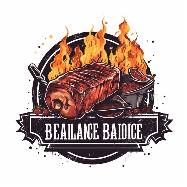 Photo detailed barbecue logo template