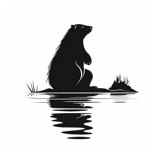 Photo detailed beaver silhouette logo series on white background