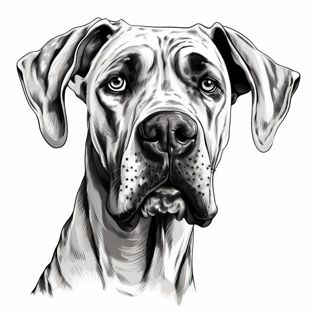 Detailed Line Drawing Of Boxer Dog In Nikon D850 Style