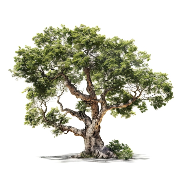 Detailed botanical illustration of a tree on a white background Generative AI