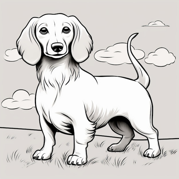 Photo detailed character design black and white dachshund with bobbed tail