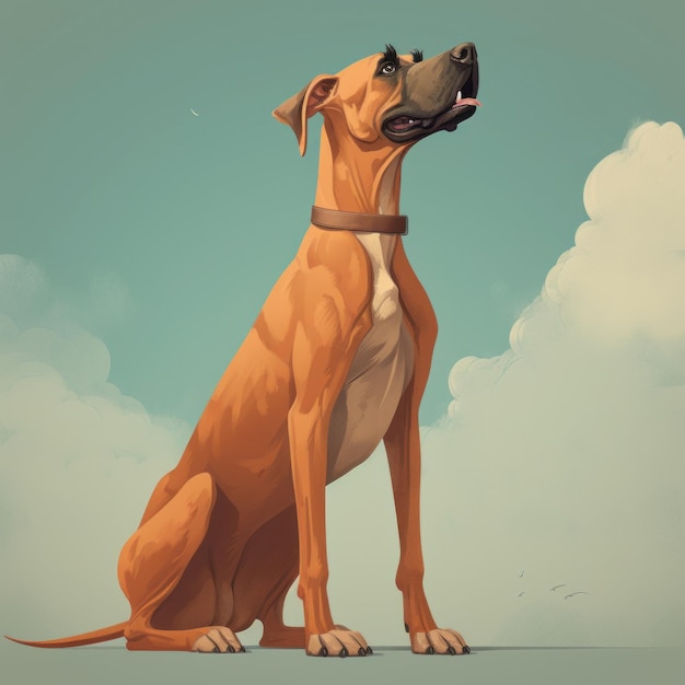 Detailed Character Design A Brown Dog Gazing At The Sky