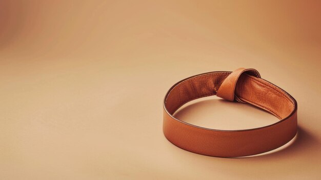 A detailed close up of a brown belt on a table Perfect for fashion or accessories concepts