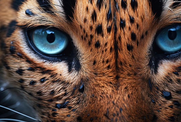 a detailed close up of a cheetah face in the style of miki asai