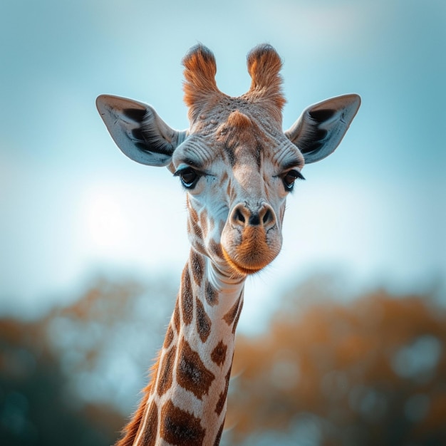 Detailed close up of a giraffe showcasing its unique and graceful features For Social Media Post Siz