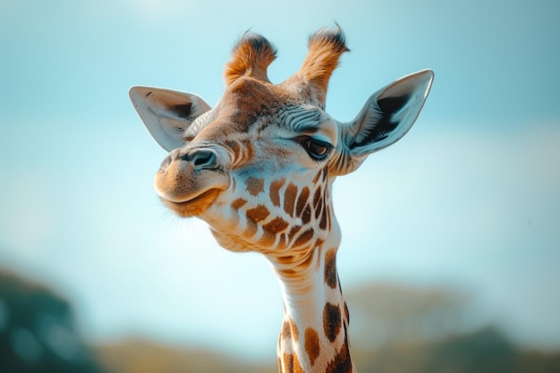 Detailed close up of a giraffe showcasing its unique and graceful features