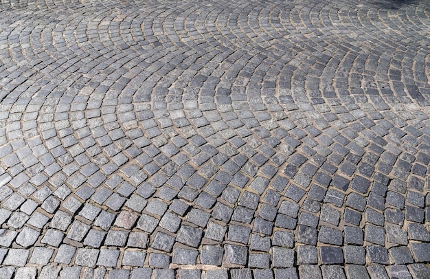 Detailed close up on old historical cobblestone roads and walkways all over europe
