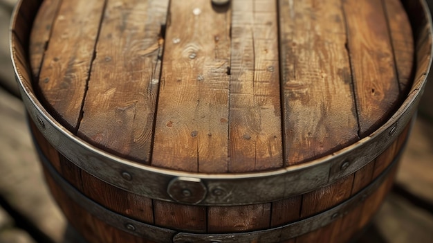 Фото detailed close up texture of wooden barrel providing rustic aesthetic generative ai