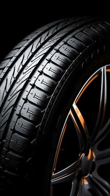 Detailed close up texture and pattern of a sleek car tire Vertical Mobile Wallpaper