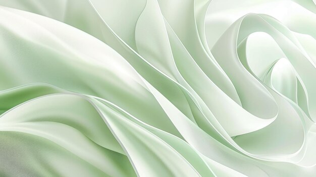 Detailed close up view of a fabric in shades of green and white showcasing intricate patterns