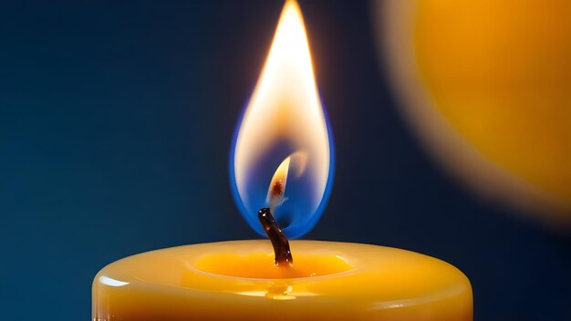 Detailed closeup of blue and yellow candle flame