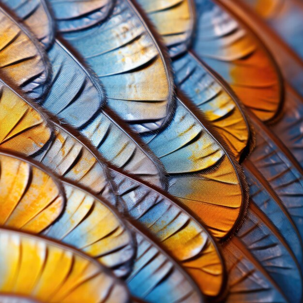 Detailed closeup of a butterfly's wing