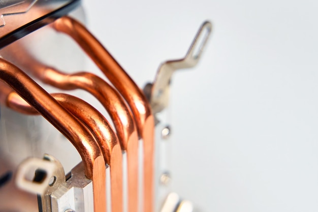 Detailed CloseUp of Copper Pipes Cooling and heat transfer