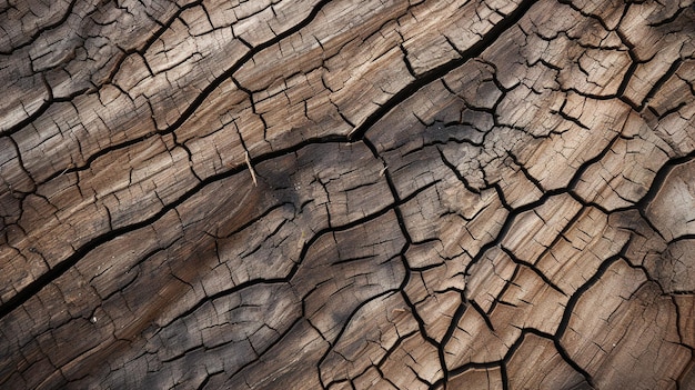 Detailed closeup of cracked weathered tree bark