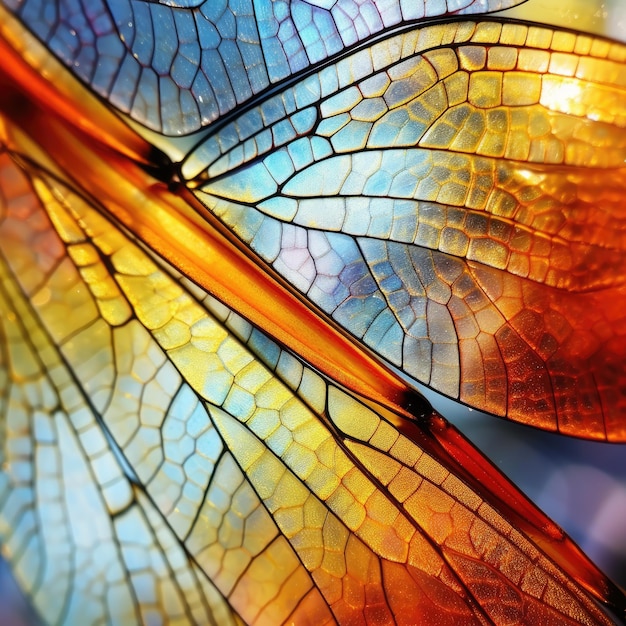 Detailed closeup of a dragonfly wing