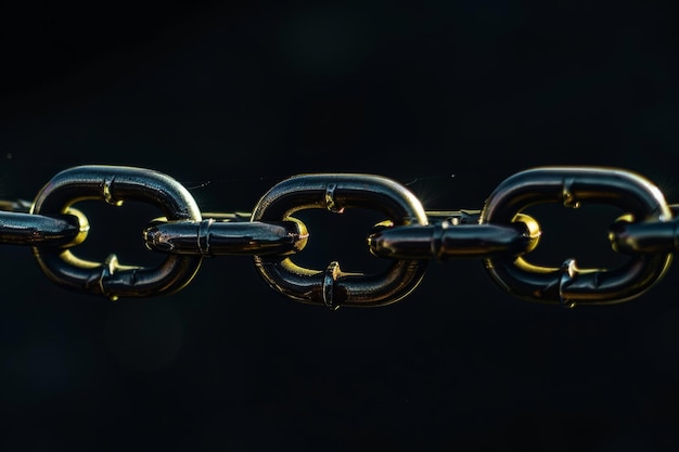 Detailed CloseUp of a Gold Chain on Black Background