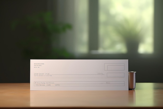 Detailed closeup image of a blank cheque