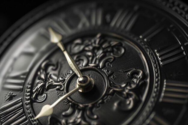 Photo a detailed closeup image of a clock with roman numerals this image can be used to depict time punctuality or vintage style in various projects