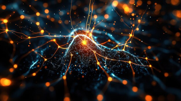 A detailed closeup of a machine learning algorithm visualized as a ...