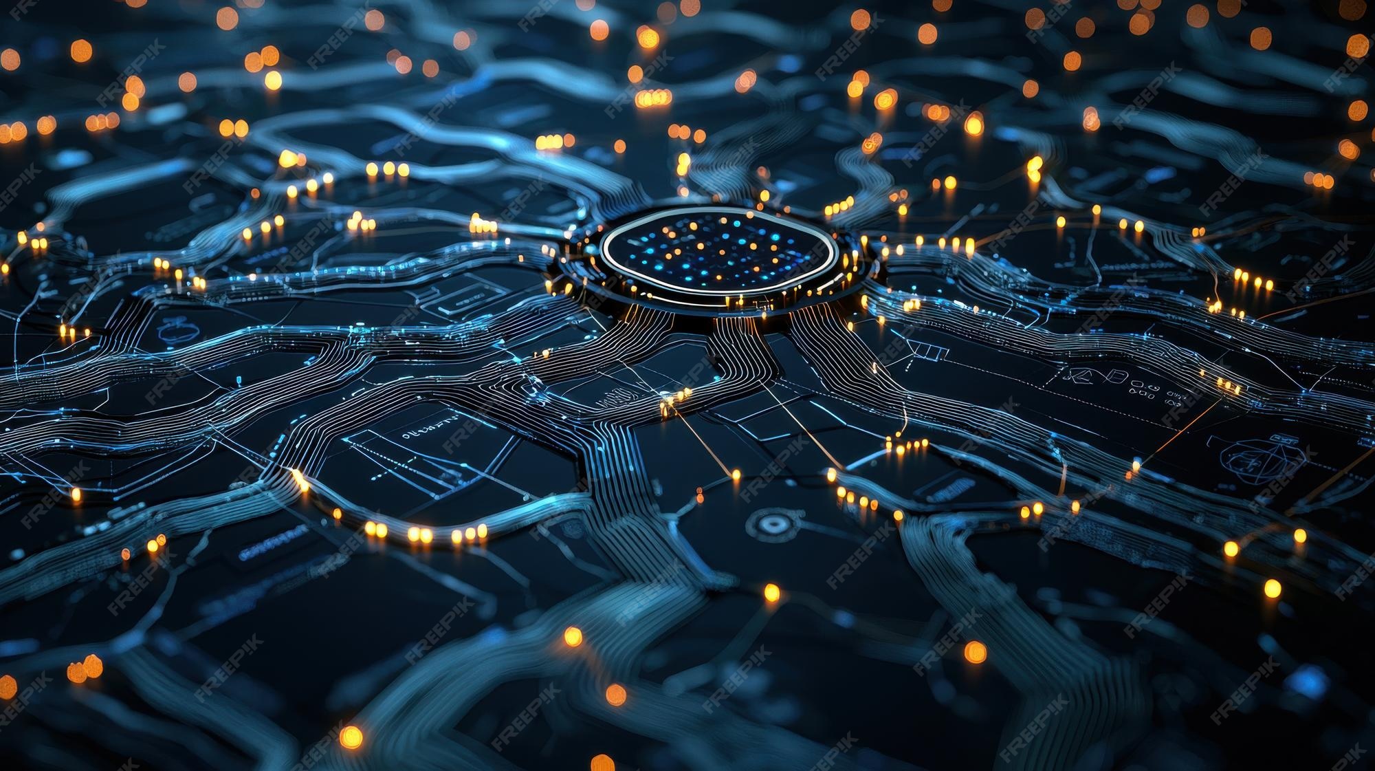 A detailed closeup of a machine learning algorithm visualized as a ...