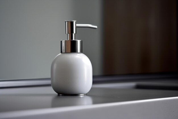 A detailed closeup of a minimalist soap dispenser Generative AI