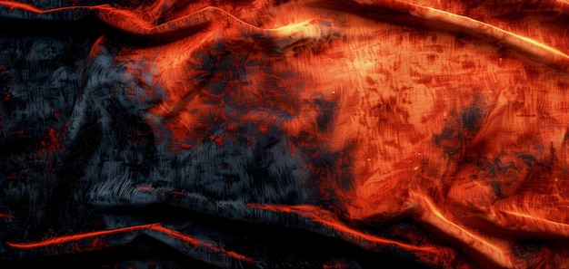 Фото Детальный крупный план оранжевой и черной текстуры бархатной ткани