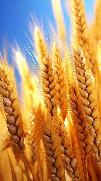 Photo a detailed closeup of a sheaf of golden wheat