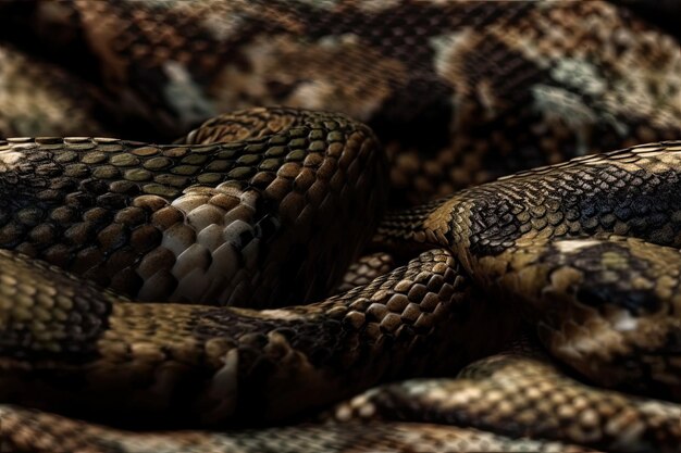 Premium AI Image | Detailed closeup view of a venomous snakes head with ...