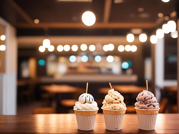 Detailed cozy ice cream restaurant with warmth