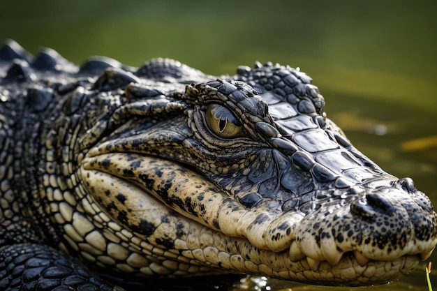Detailed crocodile eye closeup shot
