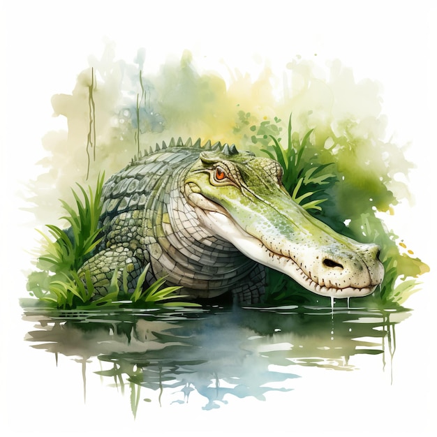 Detailed Crocodile Watercolor Clipart For Digital Painting And Paper Crafting