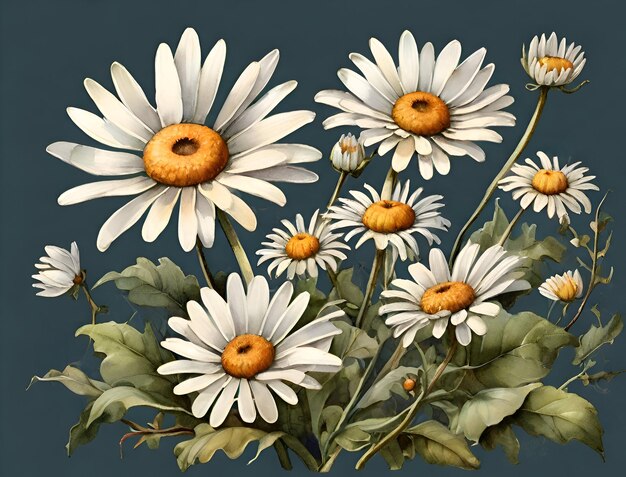 A detailed daisies flowers painting