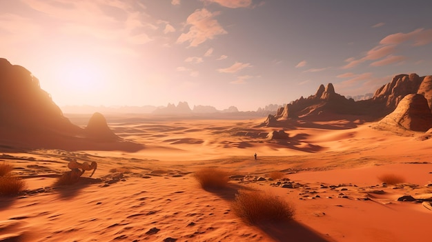 Детализированный пейзаж пустыни с безумными деталями Невероятный пейзаж пустыни с потрясающими цветами