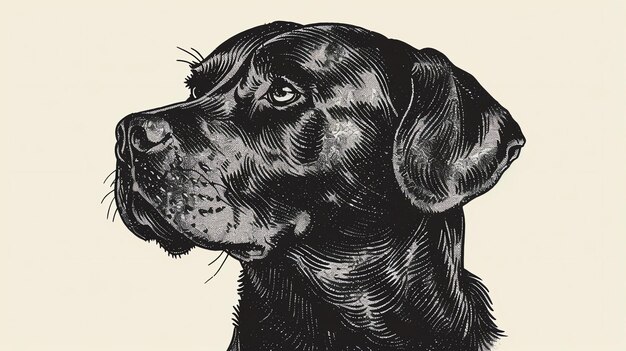 Photo a detailed drawing of a black labrador retriever in profile