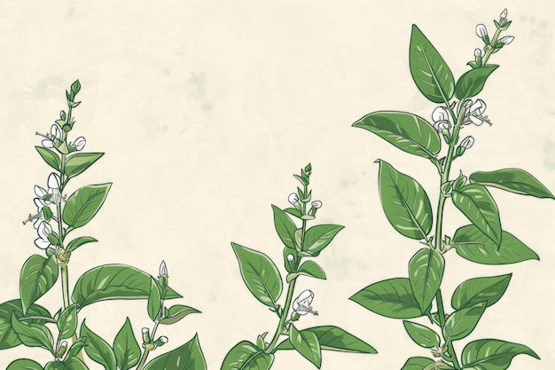 Foto disegno dettagliato di una pianta con fiori bianchi adatto per illustrazioni botaniche o disegni a tema naturale