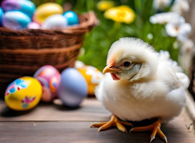 Detailed Easter chicken cozy atmosphere sharp focus