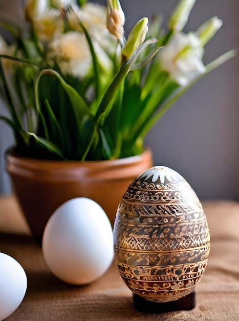 Фото Детальные пасхальные яйца в уютном высококачественном окружении