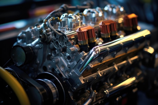 Photo detailed engine of a highperformance racing car created with generative ai