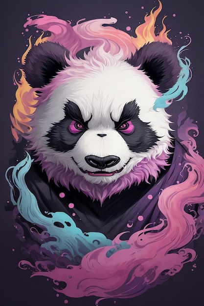 A detailed face illustration evil panda ninja panda